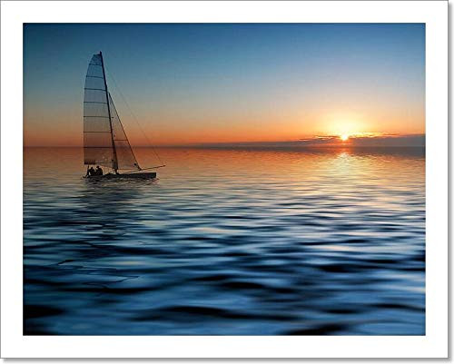 Sailing And Sunset Paper Print Wall Art  8in. x 10in.