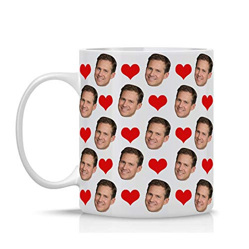 InterestPrint Personalized Coffee Mug  Custom Mug with Your Image Photo  Customized Face with Soft Love Heart  Tea Cup Gift for Mens Womens Girls Boys Mom Girlfriend Grandma- 11 or 15 oz