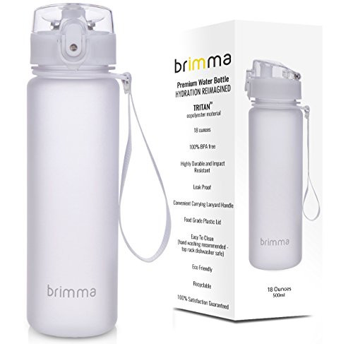 Brimma Premium Sports Water Bottle with Leak Proof Flip Top Lid - Eco Friendly & BPA Free Tritan Plastic - Must Have for The Gym, Yoga, Running, Outdoors, Cycling, and Camping