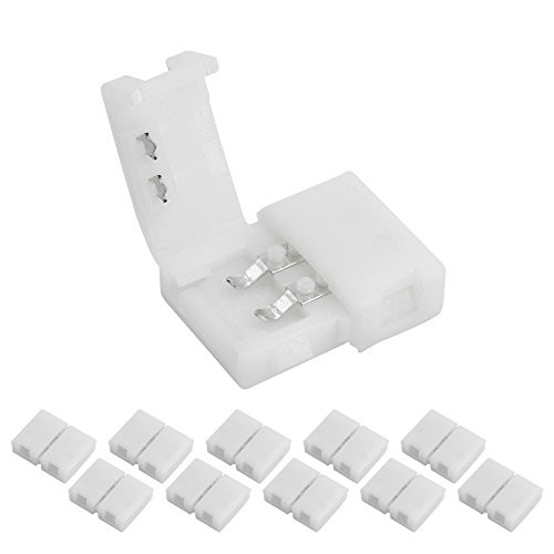 LightingWill 10pcs Pack Strip to Strip Unwired Gapless Solderless Snap Down 2Pin Conductor LED Strip Connector for 8mm Wide 3528 2835 Single Color Flex LED Strips
