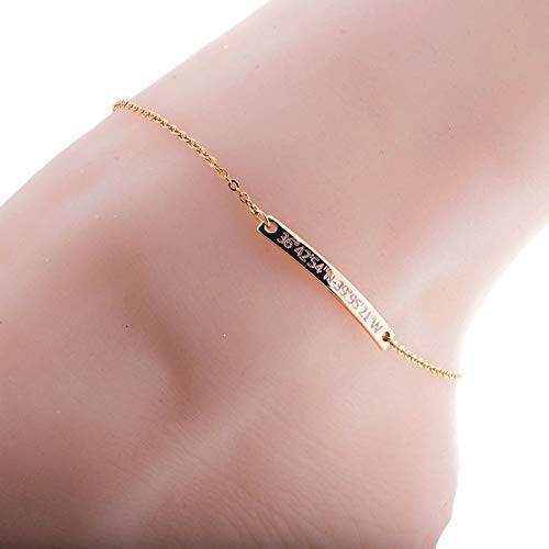 Personalized Anklet 16K Gold Silver Rose Gold plated base Dainty Coordinate anklet - Dainty Personalized Bar Plate Silver Bar anklet Delicate Initial Best Graduation Day gift