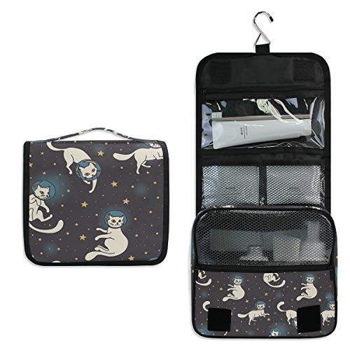 Hanging Travel Toiletry Bag - Space Cat Cosmetic Makeup Bag Pouch Organizer for Women and Girls Waterproof Hanging Travel Toiletry Bag - Space Cat Cosmetic Makeup Bag Pouch Organizer for Women and Girls Waterproof