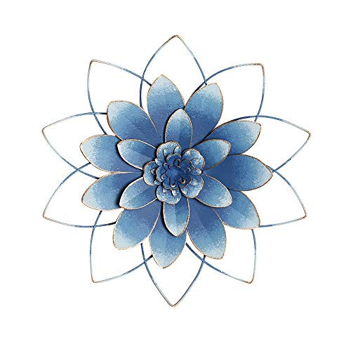 H HOMEBROAD. Large Metal Flower Decor Wall Hanging Decorations Indoor or Outdoor Wall Art Sculptures  Blue  13