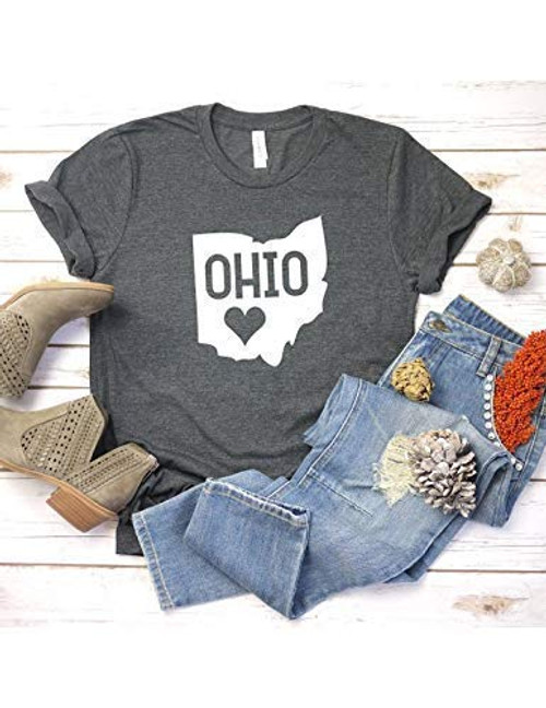 Ohio State T Shirt Womens T-Shirt Casual Top Graphic Tee Short Sleeve Shirt Love Ohio T Shirt State Pride T-Shirt