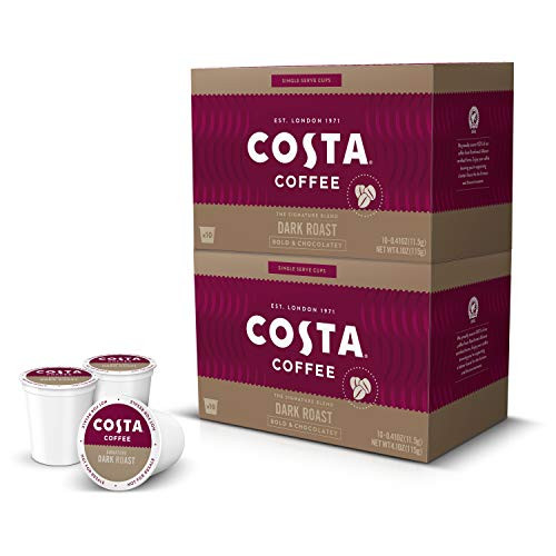 Costa Coffee Single Serve Pods Compatible with Keurig K-Cup Brewers Dark Roast 20 count Costa Coffee Single Serve Pods Compatible with Keurig K-Cup Brewers Dark Roast 20 count