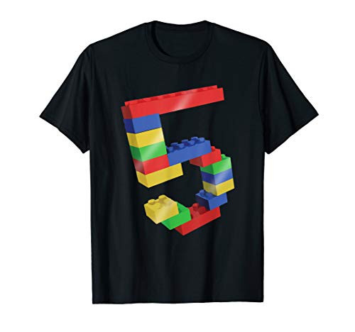 5 Year Old Building Blocks School Bricks - 5th Birthday Gift T-Shirt