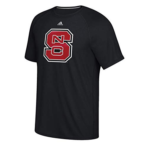 adidas NC State Wolfpack NCAA Men s Black Faux Embroidery Team Logo Ultimate Climalite Performance T-Shirt  XX-Large