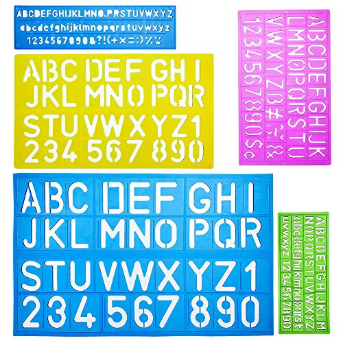 Mr. Pen- Alphabet Templates, Alphabet Stencils, Pack of 5, Letter Stencils, Template Letters, Stencils Letters and Numbers, Art Stencils, Drawing Tools, Drafting Supplies, Tracing Letters and Numbers