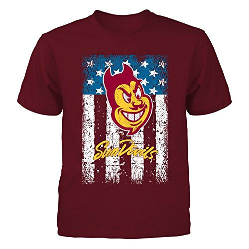 FanPrint Arizona State Sun Devils T-Shirt - Arizona State University American Sparky - Youth Tee Maroon L FanPrint Arizona State Sun Devils T-Shirt - Arizona State University American Sparky - Youth Tee Maroon L