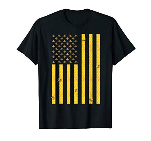 American Flag Honeycomb Honey Bee Beekeeping Beekeeper Gift T-Shirt American Flag Honeycomb Honey Bee Beekeeping Beekeeper Gift T-Shirt