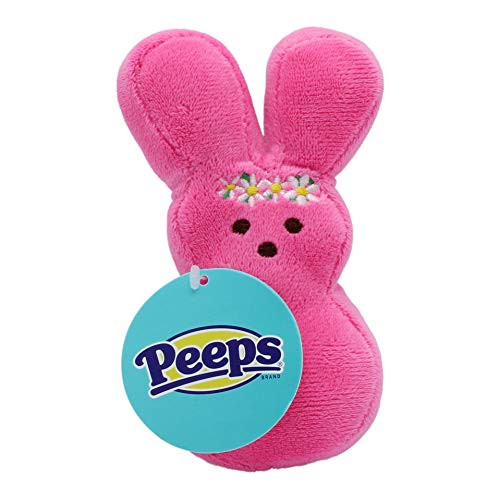 Peeps for Pets Plush Bunny Toy for Dogs  Pink Flower  Size Medium   Fun Way to Keep Your Pet Entertained for Hours   Soft  Cute  Cuddly  and Squeaky Dog Toy for Easter or Everyday Use