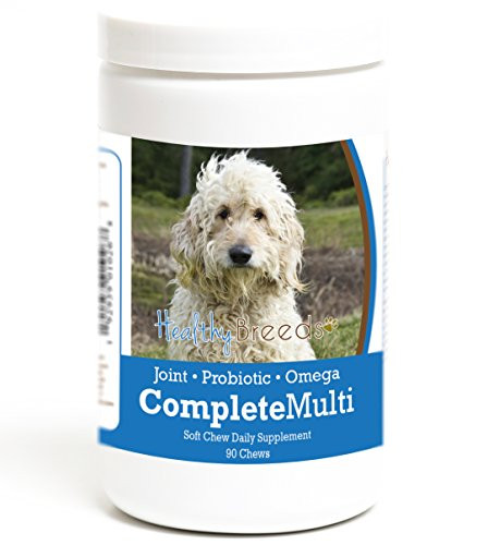 Healthy Breeds Dog All in One Multivitamin Soft Chews for Goldendoodle  White - Over 200 Breeds - Hip  and  Joint Digestion Skin  and  Coat Vitamins - 90 Chews