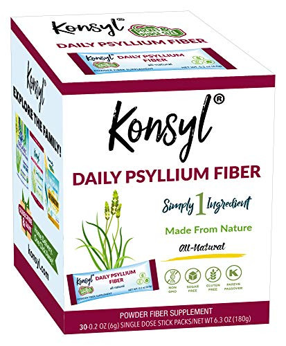 Konsyl Daily Psyllium Fiber  100 percent All Natural Psyllium Husk Powder - Stickpacks 30ct