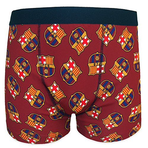 FC Barcelona Official Soccer Gift 1 Pack Mens Crest Boxer Shorts Red Medium
