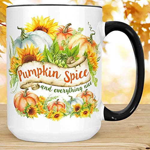 Pumpkin Spice Coffee Mug   Microwave and Dishawasher Safe Autumn Ceramic Cup