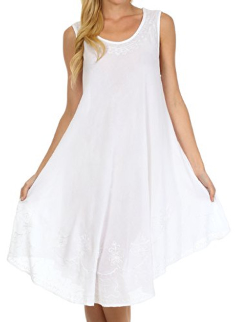 Sakkas 1051 Everyday Essentials Caftan Tank Dress Cover Up - White - One Size
