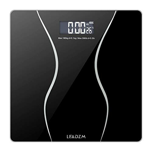 LEADZM Precision Premium Digital Body Weight Scale with HD Backlit LCD Display and  inchStep-On inch Technology  400lb Max Capacity  Black