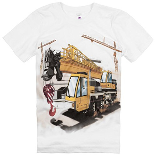 Shirts That Go Little Boys  Construction Cranes  and  Truck T-Shirt 10 White