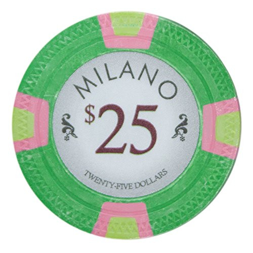 Claysmith Gaming Milano Poker Chip Lightweight 10-Gram Casino Clay  Pack of 50  25 Green