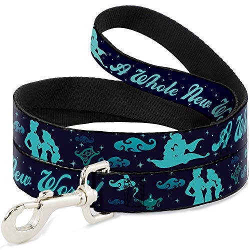 Buckle-Down Pet Leash - Aladdin  and  Jasmine Silhouette A WHOLE NEW WORLD - 6 Feet Long - 1 inch Wide