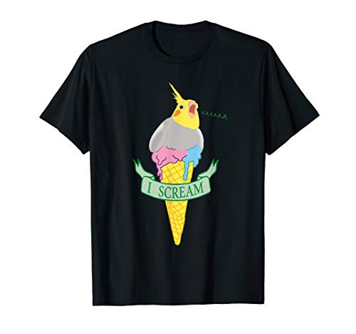Funny Parrot Pet Doodle I Scream Ice Cream Cockatiel T-Shirt