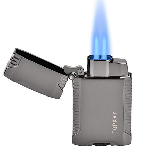 TOPKAY Torch Lighter  Butane Lighter  Windproof Double Jet Flame Torch Lighter  Refillable Gas Lighter  Cool Pocket Lighter  Double Torch