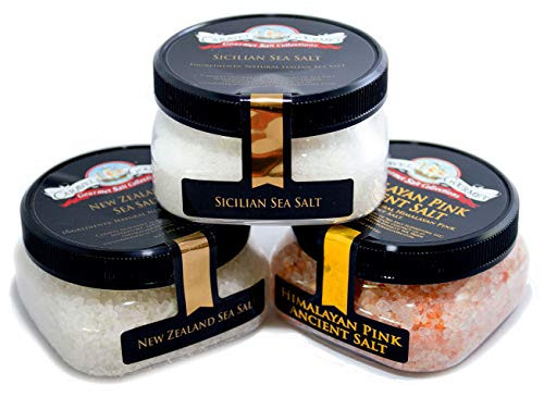 Natural Sea Salt 3-Pack  New Zealand  Sicilian  Himalayan Pink Ancient Coarse - Travel the World - Non-GMO  No MGS  Kosher  Gluten-Free  12 total oz.