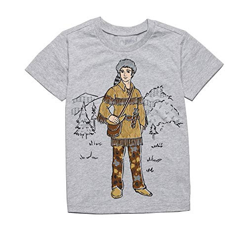 Peek-A-Zoo Toddler Short Sleeve T-Shirt - Davy Crockett Gray  3T