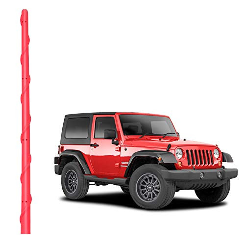 VOFONO Red Antenna Compatible with Jeep Wrangler JK JKU JL JLU Rubicon Sahara Gladiator 2007-2021   13 inch Spiral Flexible Short Antenna Replacement   Upgrade Designed for Optimized Radio Reception