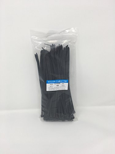 100 pcs 8" Nylon Plastic Zip Trim Wrap Cable Loop Ties Wire Self Lock Cable-Black