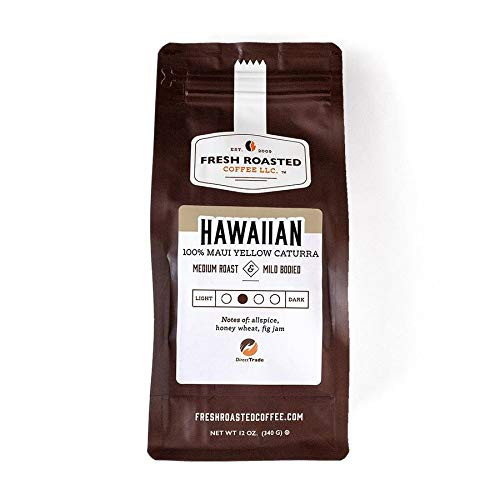 Fresh Roasted Coffee LLC 100 percent Maui Yellow Caturra Coffee Medium Roast Whole Bean 12 Ounce Bag Fresh Roasted Coffee LLC 100 percent Maui Yellow Caturra Coffee Medium Roast Whole Bean 12 Ounce Bag