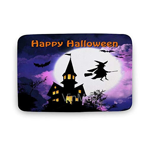 VinMea Soft Indoor Doormat Scary Haunted House with Witch - Happy Halloween Door Mats Rug for Bathroom Kitchen Bedroom Entryway Floor Mats Personality Bath Mat 16 inchX24 inch