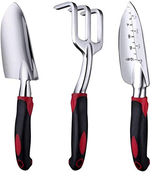 3 Piece Garden Tool Set Cast-Aluminum Heavy Duty Gardening Kit Includes Hand Trowel Transplant Trowel and Cultivator Hand Rake with Soft Rubberized Non-Slip Ergonomic Handle 3 Piece Garden Tool Set Cast-Aluminum Heavy Duty Gardening Kit Includes Hand Trowel Transplant Trowel and Cultivator Hand Rake with Soft Rubberized Non-Slip Ergonomic Handle
