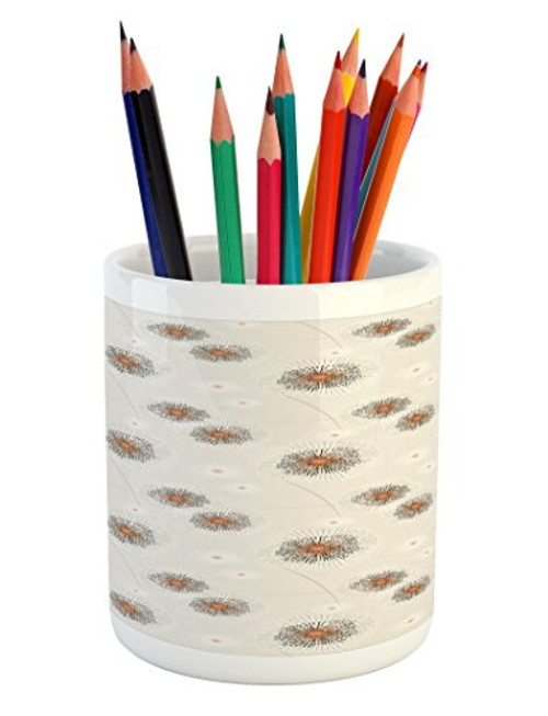 Lunarable Cream Pencil Pen Holder Dandelion with Soft Abstract Colors Blooming Nature Elements Spring Season Printed Ceramic Pencil Pen Holder for Desk Office Accessory Orange Black Beige Lunarable Cream Pencil Pen Holder Dandelion with Soft Abstract Colors Blooming Nature Elements Spring Season Printed Ceramic Pencil Pen Holder for Desk Office Accessory Orange Black Beige