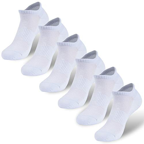 Hiking Copper Socks  Three street Men s 6 Pairs Copper No Show Socks With Seamless Toe  Mens Sport Moisture Control  Arch Support Low-Cut Ankle Yoga Golf Socks White M