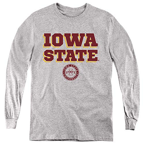 Iowa State University Official Block Text Youth Long Sleeve T Shirt Athletic Heather Large Iowa State University Official Block Text Youth Long Sleeve T Shirt Athletic Heather Large