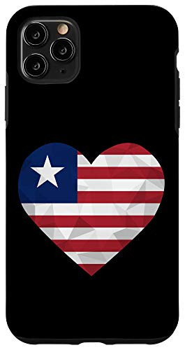 iPhone 11 Pro Max I Love Liberia Flag Heart Low Poly Liberian Travel Vacation Case