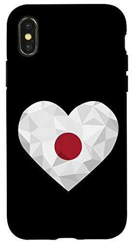 iPhone X XS I Love Japan Flag Heart Low Poly Japanese Travel Vacation Case