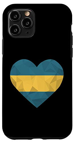 iPhone 11 Pro I Love Bahamas Flag Heart Low Poly Bahamian Travel Vacation Case