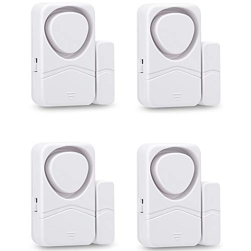 Wsdcam Door and Window Alarms for Home Security  110dB Magnetic Sensor Alarm  Pool Door Alarm for Kids Safety  4-in-1 Mode Small Wireless Door Alarms 4 Pack - White