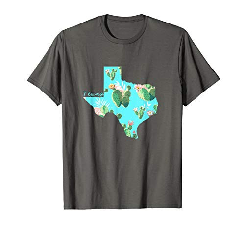 Texas Floral Cactus T-shirt Pretty Lone Star State Tee Shirt