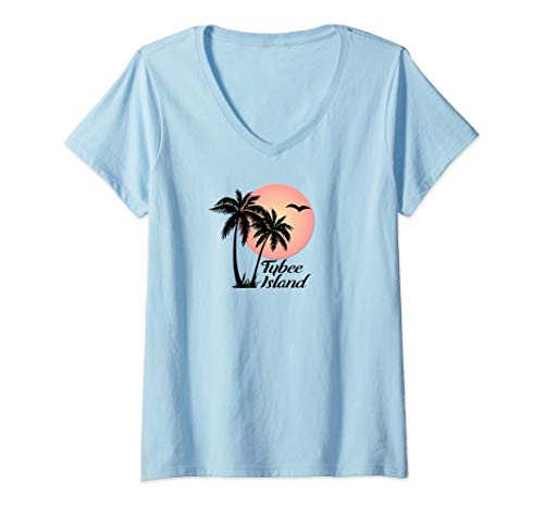 Womens TYBEE ISLAND Souvenir TShirt Georgia Sun Beach V-Neck T-Shirt