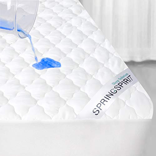 SPRINGSPIRIT Mattress Protector Twin Szie  Quilted Fitted Waterproof Twin Mattress Pad Cover with Ultra Soft  and  Aborsbent Surface  Stain Protection Deep Pocket Strethes up to 18 inch Depth