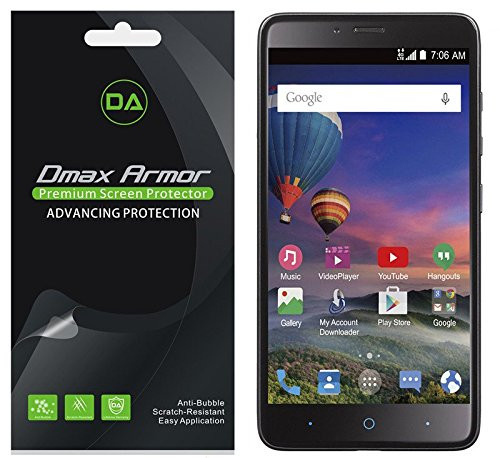 Dmax Armor [6-Pack] for ZTE MAX DUO LTE (Z962BL) Screen Protector, Anti-Bubble High Definition Clear Shield - Lifetime Replacements Warranty- Retail Packaging