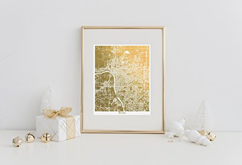 Tulsa Map  Gold Foil Print or Poster  Perfect Housewarming Gift or Travel Souvenir