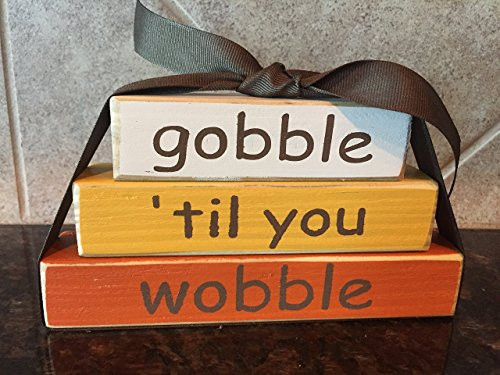 Gobble  til You Wobble Thanksgiving Mini Wood Blocks