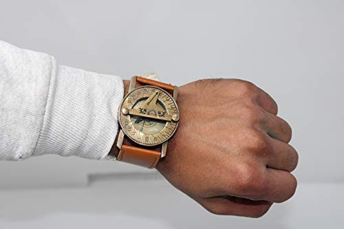 Buddha4all Antique Steampunk Wrist Brass Compass  and  Sundial with Leather Strap Hand Sundial  and  Compass  Sundial