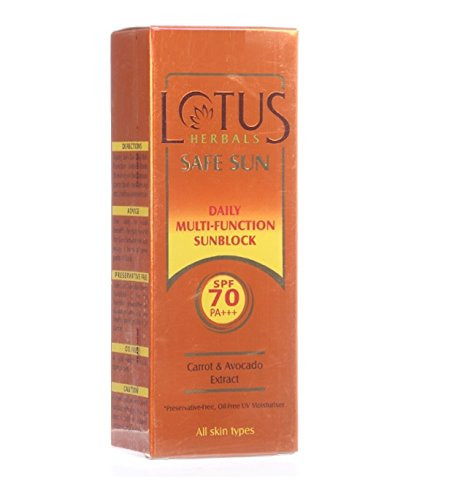 Lotus Herbals Safe Sun Daily Multi-Function Sunbock Sunscreen Spf 70 PA plus plus plus  60g