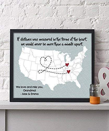 Long Distance Map Gift   Going Away Gift   Long Distance Family
