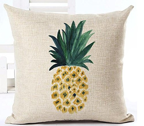 Fruits Golden pineapple Waist pillowcase cotton Linen Square Throw Waist Pillow Case Decorative Cushion Cover Pillowcase Sofa 18"x 18" (1)